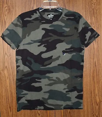 NWT Men's HOLLISTER Abercrombie Green Camo Crew T-Shirt S M L XL • $12.49