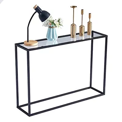 42” Console Table Tempered Glass Sofa TableModern Entryway Table With Metal... • $82.95