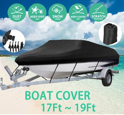 £29.99 • Buy 17-19ft Heavy Duty Boat Cover Waterproof 210D Speedboat Ski Fish V-hull Marine