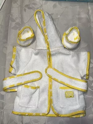 Cabbage Patch Kids Doll Clothes Vintage Robe & Slippers 1985 CPK White & Yellow • $17.99