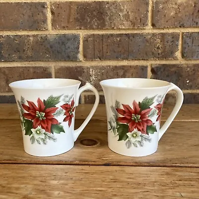 £29.49 • Buy Aynsley Bone China Christmas Flowers Coffee Cups Tea Cups Set Of 2