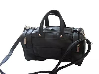 Small 12 In. Duffel Bag Top Grain Leather Mini Gym Tool Holder Travel Carry • $24.95