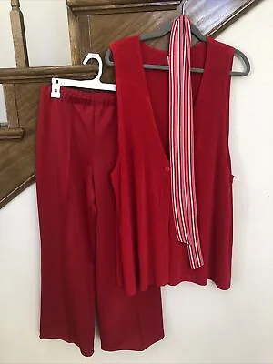 Red Polyester Women’s Pants Vest & Belt 70’s Costume Size Medium • $9.99