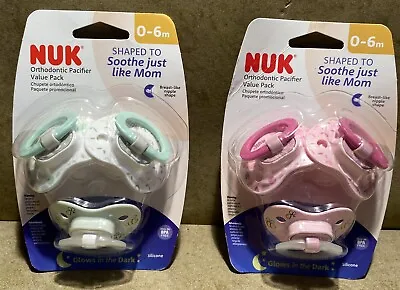 Nuk Orthodontic Pacifier Value Pack 0-6 Months Lot Of 2 Packages • $19