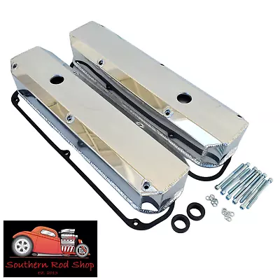 Fits Small Block Mopar Fabricated Polished Aluminum Valve Covers Dodge 318 360 • $124.95