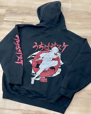 Naruto Shippuden Anime Hoodie Sweatshirt Mens Large Black Sasuke Uchiha Unisex • $13.99