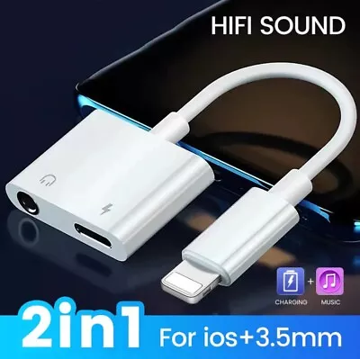 IPhone Jack To 3.5mm Splitter 2 In 1 Adapter To AUX Headphone Jack And Charger • $8.99