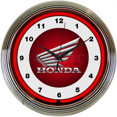 Neon Clock Sign Honda Motorcycle Wings Performance Garage Wall Lamp Shop Light • $79.99