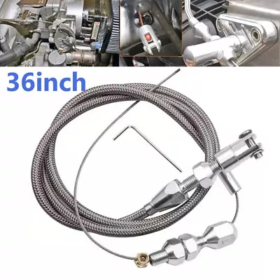 Adjustable 36  Length Car Vehicle Throttle Cable Braided Stainless Steel US • $29.99