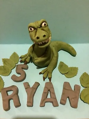 Edible T-Rex Dinosaur Cake Topper With Custom Name And Age • £15.95