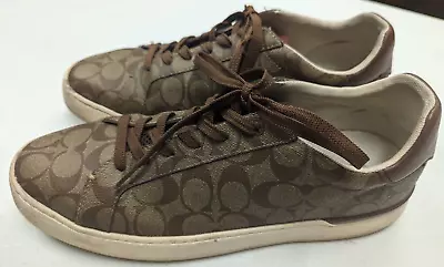 COACH Signature Clip Low Top G4949 Men's Sneaker Shoe (Khaki/Saddle) Size 13D • $49.99