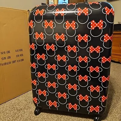 American Tourister Disney Spinner Minnie Mouse Bow Black Red Trolley Bag Sz 28in • $152.99