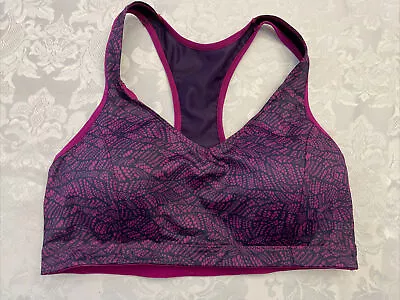 Moving Comfort Sz Med Black Sports Bra Vixen Wire Free Purple 34CD-36C • $34.79