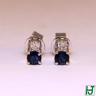 Brand New Sapphire And Diamond Earrings 40 Points In 18k White Gold • $349.99