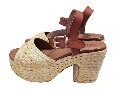 MIA Platform Wedge Sandals Size 9 STRAW Island Vibe Beachcore D23 • $19.30