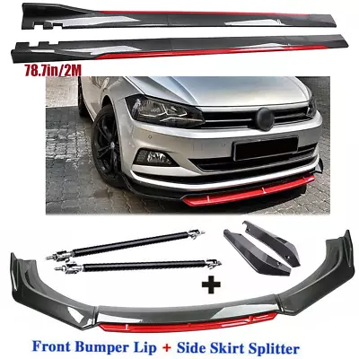 For Volkswagen Rabbit Carbon Fiber Front Bumper Lip Spoiler + Side Skirt Rear • $159.99