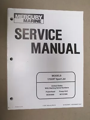Oem 1997 Mariner  Mercury Outboard Service Manual 175xr²  Sport Jet 90-852396 • $34.99