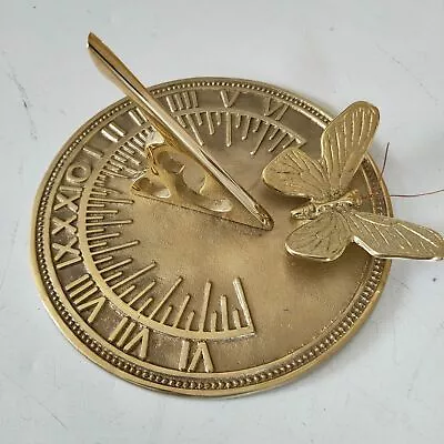 Butterfly On Roman Numeral Sundial Polished Brass - 170mm • £34.99