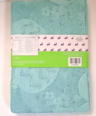 Easter Lace Tablecloth 60  X 84  Teal Color Eggs Flowers Scalloped Edge New • $16.99