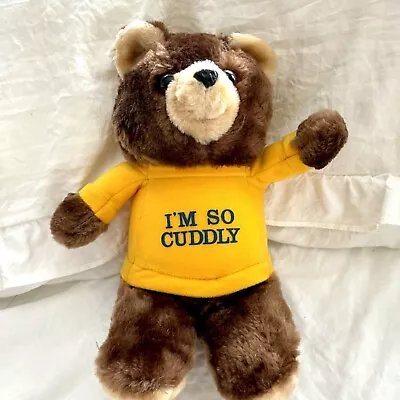 Vintage Brown Teddy Bear I’m So Cuddly Plush Yellow Shirt Cobbie Cuddlers • $21.99