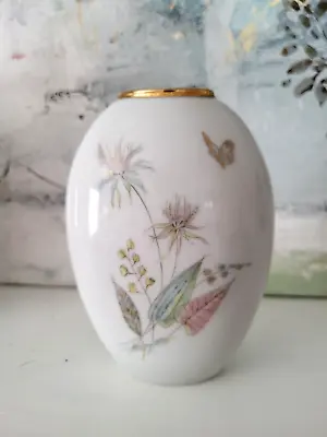 VTG Creidlitz German Porcelain Vase Pastel Flowers Butterfly Retro Cottagecore • $9.99