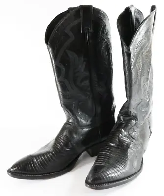 Justin 8105 Men’s Size 9 D Exotic Western Cowboy Boots Black Lizard • $53.99