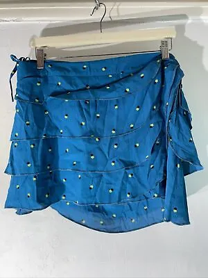£9.99 • Buy Womens Topshop Uk 14 Teal Blue Pattern Short Length Layered Casual Wrap Skirt