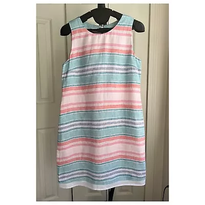 Island Company Linen Tank Dress Summer Travel Pastel Color Striped Size XS • $40