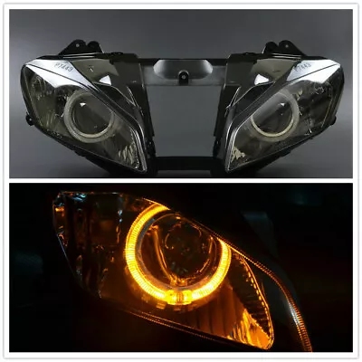 $289.99 • Buy For Yamaha YZF R6 2006 2007 Headlight Assembly HID Light Amber Angel Eyes Halo