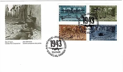 Canada 1993 50th Ann Second World War Block Of 4 On Official First Day Cover Fdc • £3