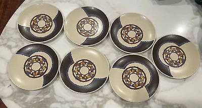 MIKASA Indian Feast PAINTED DESERT Salad Plates 7 5/8  Stoneware DE 804 Set Of 7 • $59.99