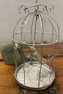 Bethany Lowe Christmas Silver Bird In A Cage Ornament Place Card Holder—Retired • $20