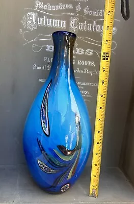 Vintage Murano Millefiori Colorful Bottleneck Art Glass Vase Peacock Heavy 5 Lbs • $39.99