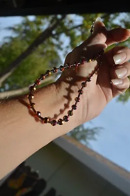 Vintage Necklace Gold Copper Color Rainbow Glass • $14