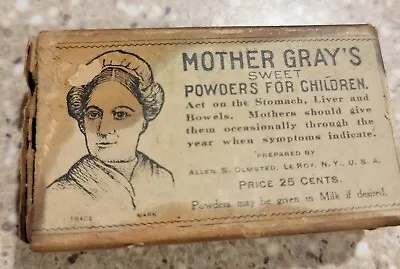 Vintage Children's Medicine Box Paper Label -Antique- Mother Gray's Sweet Powder • $15