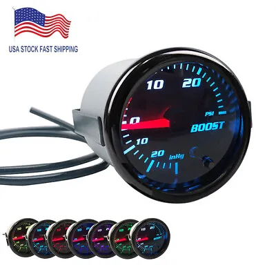 2  Turbo Boost Gauge Tinted 7 Color 0-30 PSI Pressure Vacuum Turbo Meter 52mm • $22.99