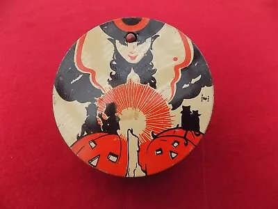 Vintage Halloween Noisemaker Round  Shape With Witch And Pumpkins  • $28.95