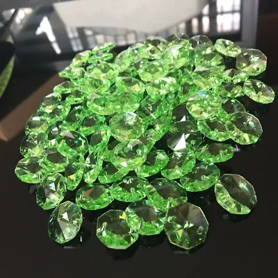 $7.97 • Buy 50Pc Green Octagon Glass Beads CRYSTAL Chandelier Prisms Chain Part SUNCATCHER