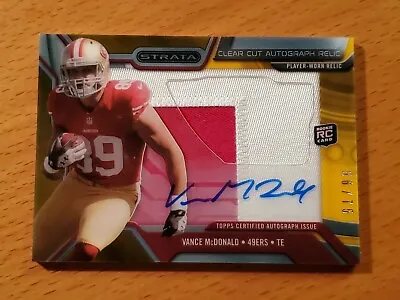 2013 Topps Strata Clear Cut Rookie Auto Gold Vance McDonald 49ers #'d 56/75 • $15.99