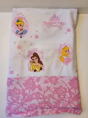 Disney 2011 Franco Twin Flat Sheet Shimmering Beauty Princess Belle Cinderella • $12