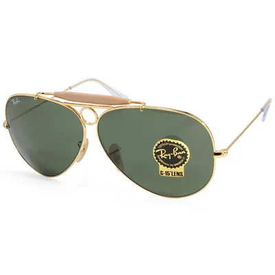 Ray-Ban RB3138 001 Aviator Shooter Gold/Green Unisex Sunglasses Size 58 & 62 • $189.95