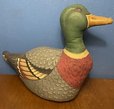 VINTAGE DOOR STOP Mallard Duck Decoy Stuffed Home Decor Plush Weighted Bird Art • $13.99