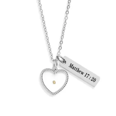 Stainless Steel Christian Faith Bible Necklace Real Mustard Seed Heart Shape • $14.15