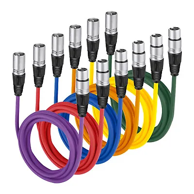 Neewer 6-Pack 6.5ft/2M XLR Male To XLR Female Color Microphone Cables • $27.07
