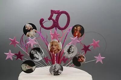 Cake Topper Marilyn Monroe Stars Hearts 18th 21st 30th 40th 50th 60th 001 • £14.99