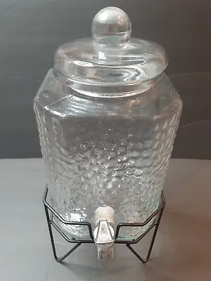 5.68 LITER Hammered Glass Beverage Drink Water Ice Tea Dispenser Jar Commercial • $14.95