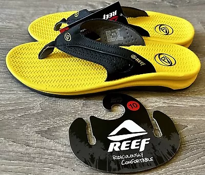 New Reef Flex Flip Flops Sandals Yellow Grey  (Men's Size 10) NEW! • $29.99