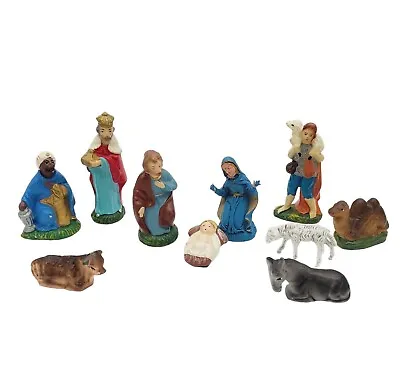 1950S Nativity Set Paper Mache Figurines Japan Mary Made In Italy LOT 10pc VTG • $38.25