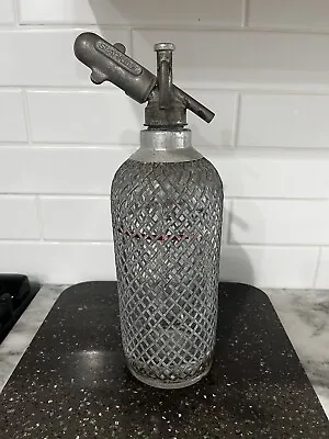 Antique Sparklets Seltzer Water Bottle Soda C Syphon Glass Metal Old Vintage Bar • $35