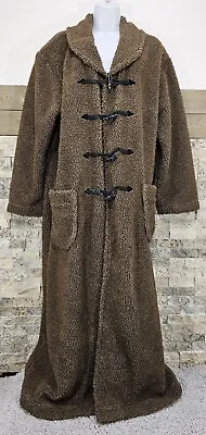 Barn Fly Teddy Duffle Coat Men's Medium Brown Faux Sherpa Long Line Horn Toggles • $39.99